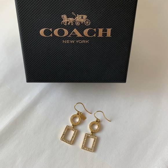 Coach Jewelry - Coach Earrings Jewlery Gold Tone Dangle 1.5 inch